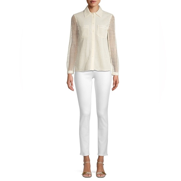 NWT Joie Merredin Mesh Crochet Blouse - Picture 3 of 16